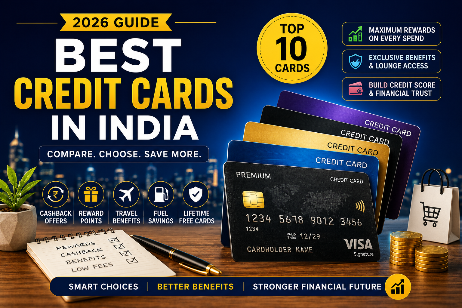 Best Credit Cards in India comparison with cashback, rewards, and travel benefits