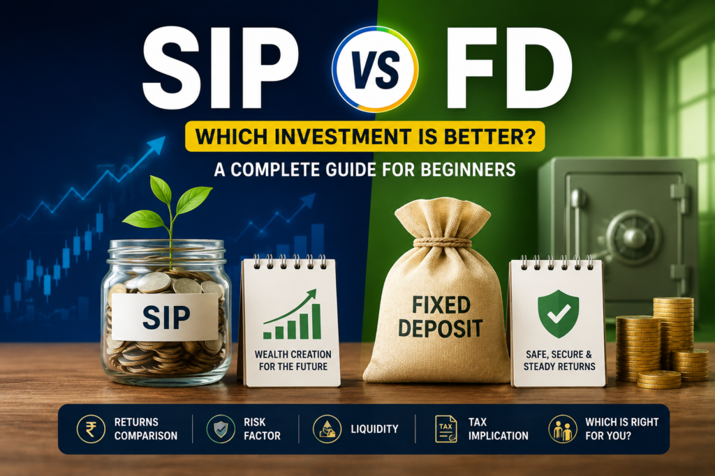 SIP vs FD comparison chart for beginner investors in India