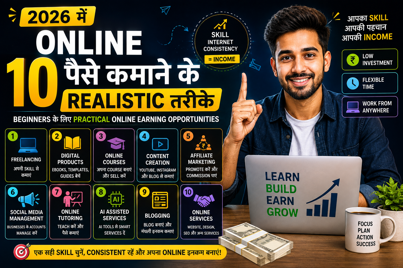 2026 में Online पैसे कमाने के 10 realistic तरीके